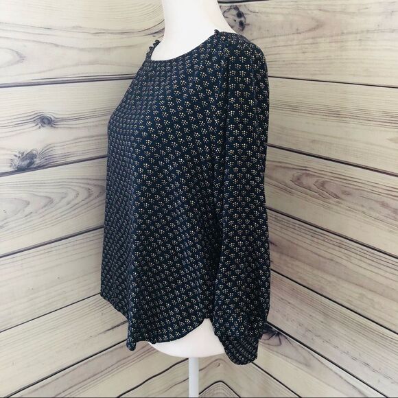 GAP Navy & Yellow Patterned Button Shoulder Blouse - Picture 1 of 8